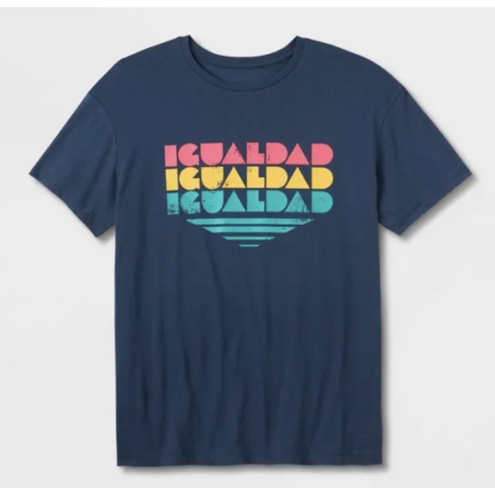 NWT Pride Adult Igualdad Equality Soft Cotton T-Shirt  Blue LGBTQIA equality Gay